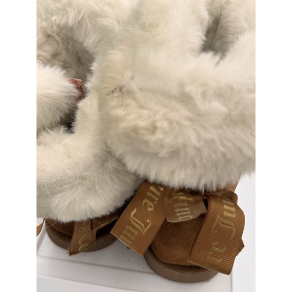 Y2K Juicy Couture King Chestnut Brown Fur Boots Women's Size 8 Ankle Booties - Picture 4 of 9
